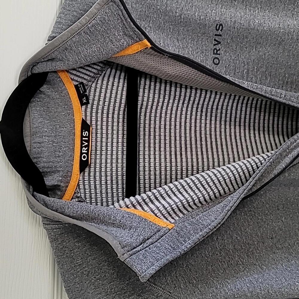 XL Like-new Orvis Gray Men's Zip Athletic Long Sleeve Shirt Fleece Lined - Picture 6 of 9